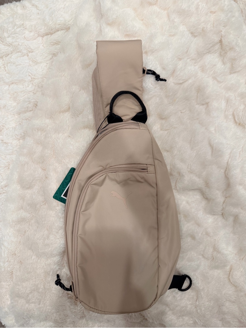 Puma Men’s Belt Sling Bag in Beige with Black Accents